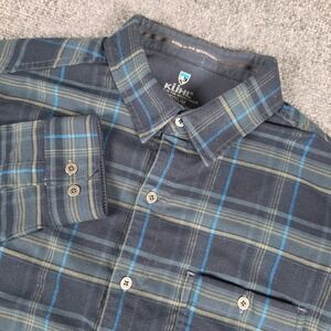 Kuhl Independent Flannel Shirt Mens Medium Blue Plaid Long‎ Sleeve 7212